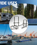 2 Pack M10 Square U Bolts 4 Inch Wide Stainless Steel Heavy Duty with Nuts, Bolt Plates and Washers showcased, RV, marine, solar