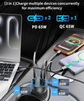 130W 3 Port USB C Car Charger With Voltage Display And Fast Charge PPS PD QC for Samsung Galaxy S26 S25 S24 S23 Ultra Z Fold Flip
