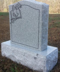 Granite Headstone Die And Base Set For Upright Cemetery Monument With Custom Engraving Polished Serpentine Die And Base Multiple Design Options Bible With Praying Hands And Flowers