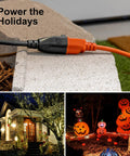Outdoor Extension Cord 15 Feet Grounded Heavy Duty 16 AWG 3 Prong ETL Listed Black used for holiday decorations