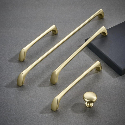 Brushed Gold Cabinet Knobs 10 Pack Modern Drawer Pulls For Kitchen Cabinets Bathroom Drawers Dressers Furniture Handles Zinc Alloy Durable Hardware 100 Days Guarantee