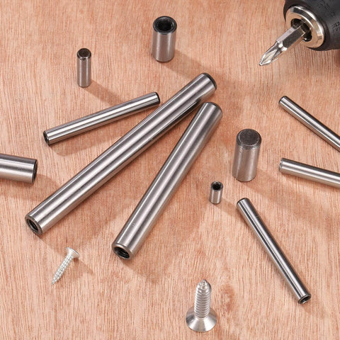 M3 Internal Thread Dowel Pin 20 Pack, 5x50mm Chamfered Flat Carbon Steel Cylindrical Pins For Beds, Shelves, Cabinets And Metal Projects, Industrial Grade, Anti Rust, Durable And Easy Fit