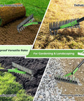 Double Sided Lawn Thatch Rake, 51 Inch Heavy Duty Metal Rake With 21 Teeth loosening soil, dethatching, and spreading mulch