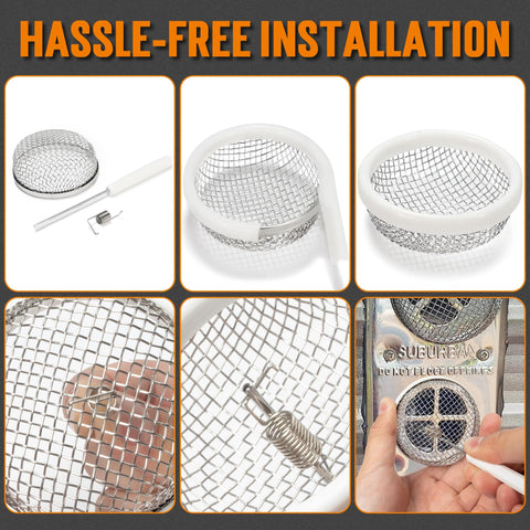 RV Furnace Vent Screen Kit For Camper With Stainless Steel Mesh Screens And Bug Screen Covers Includes Tool and Silicone