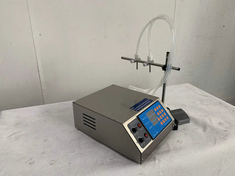 Heavy Duty Shop Grade Eight Head Digital Liquid Filling Machine Featuring Slick Diaphragm Pump For CBD Tinctures MCT Elixirs And Craft Beverages On 110V, compact stainless steel design.