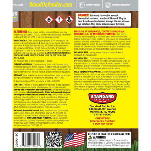 Premium Exterior Wood Stain Spray For Fences And Decks Featuring Badass Oil Based Sealant In Transparent Oxford Brown Tone label with usage instructions.