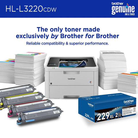 Color Laser Printer With Wireless Printing 19 PPM Speed Duplex Printing Mobile Device Compatible 250 Sheet Tray For Professional Home Office Documents And Graphics with Brother toner and paper stacks