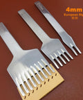 Leather Craft Prong Chisel Set 3 Pack 4mm Angled Hex Flat Head European Style Wavy Stitching Punch Tools on leather