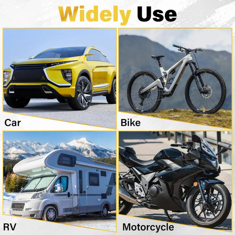 No Hassle Flexible Twenty Inch Tire Inflator Hose Adapter With Quick Release Schrader Valve And Straight Up Universal Air Pump Replacement For Cars And Trucks used on various vehicles like cars, bikes, RVs, and motorcycles.