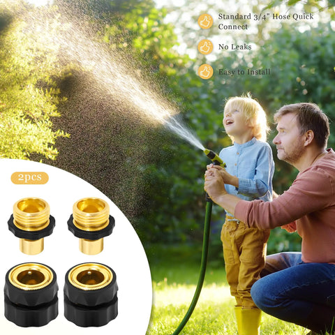 Aluminum Garden Hose Quick Connect Fittings 4 Piece Set Three Quarter Inch No Leak Quick Connectors Includes 2 Male And 2 Female