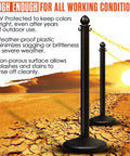 Yellow Plastic Chain Safety Barrier 124 Feet With 2 Inch Links Lightweight UV Protected for Crowd Control shown with black stanchions