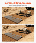 Tow Behind 6 Ft Drag Harrow With Chain Harrow Adjustable Width 80 Lb Load Capacity in use on dirt surface