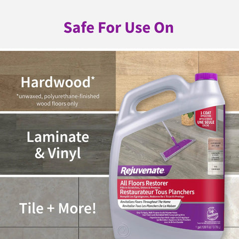 All Floors Restorer That Fills Scratches Brings Back Deep Shine And Locks In Protection For Hardwood Laminate Vinyl And Tile With One Slick Coat 1 Gallon bottle.