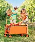 29.3 Inch Collapsible Wagon Cart With 150L Capacity And 260 Lb Load in orchard, kids loading apples, orange cart, outdoor use