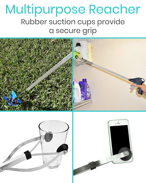 32 Inch Suction Cup Grabber Reacher 2 Pack Heavy Duty Pickup Tool For Seniors And Elderly Long Reach Extension Arm Claw For Trash Litter Cans Pinecones And More