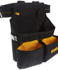 Rugged Framing Tool Bag With 12 Pockets Steel Hammer Holder Tape Measure Clip 5 Main Pockets Inner Flat Pocket For Nails And Parts Beefy Heavy Duty Tote For Pros And DIYers