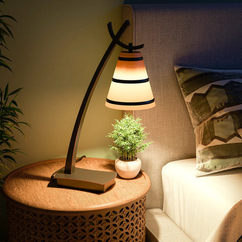 Wright 1 Light Table Lamp in Oil Rubbed Bronze Finish for Home Office and Living Room, bedside table with ambient light