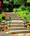 Heavy Duty Wrought Iron Stair Railing Handrails For Outdoor Steps Single Post Design With Black Powder Coat Finish Built Tough For A Dead Simple Setup And Secure Grip Safety Support Set Of 2 on garden steps.
