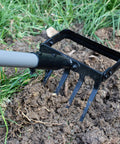 82 Inch Adjustable Garden Hoe And Cultivator Rake With Five Tines A 2 In 1 Weeding And Planting Tool loosening soil in garden