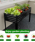 Galvanized Raised Garden Bed With Legs For Outdoor Use, Elevated Planter Box 48x18x30 Inches, 300lb Capacity Each, Black, Two Pack, shown with vegetables.