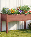 Heavy Duty Raised Garden Bed With Thick 2.4 Inch Leg Stand 48 By 24 By 30 Inches Outdoor Wood Elevated Planter Box With Liner on grass