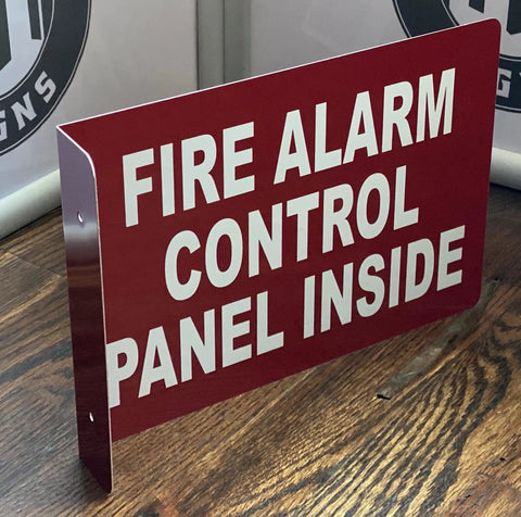 Red Fire Alarm Control Panel Inside Projection Sign 3D Aluminum 7x10 in 90 Degree Projection for Commercial Use