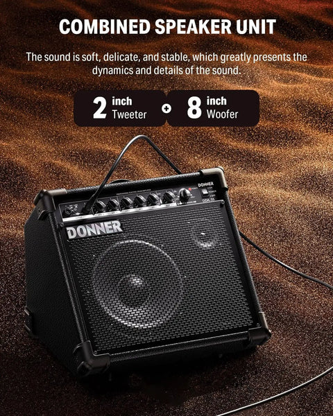 35-Watt Drum Amplifier With Dual 8-Inch Speakers For Jam Sessions 2-Channel Output 3-Band EQ DI Out Wireless Audio Black Finish