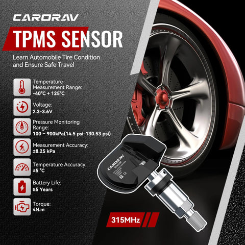 GM TPMS Sensor 4Pack Compatible With Buick Enclave Encore Envision Lucerne Regal Cadillac ATS CTS XTS Chevy Colorado Silverado Impala Malibu GMC Yukon Sierra And More Tire Pressure Monitoring System Replacement 315MHz sensor