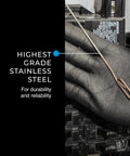 Stainless Steel Fish Tape 240 Feet With Formed Hook And Tuff-Grip Pro Case, non-oily finish shown held by gloved hand