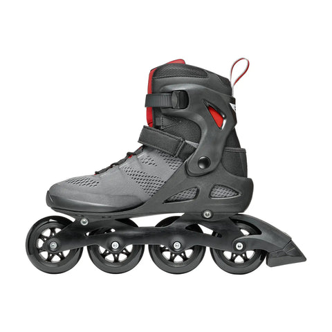 Macroblade 84 Mens Fitness Inline Skates Built For Real Skaters With High Cuff Support And Adjustable Fit Footboard Dark Gray And Red