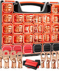 Beefy Battery Cable Ends Kit with 220 pcs copper wire lugs in AWG 2/0-8, heavy duty connectors, heat shrink tubing included