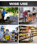 Versatile 3 In 1 Convertible Hand Truck Dolly Holds 600 Lbs Steady for cargo handling in a van and grocery shopping.