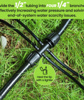 Half Inch Drip Irrigation Tubing Kit With Four Packs Six Way Connectors Fifty Foot Length For Garden Irrigation System And Flexible Distribution Hose For Any Project Easy Setup