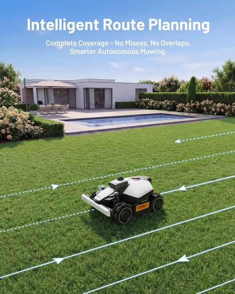 2026 Upgrade LUBA Mini 2 AWD Robot Lawn Mower For A 0.37 Acre Yard with 360 Degree LiDAR cutting grass in a backyard