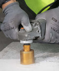 Diamond hole saw core drill bit, side view, 1-3/8 in (35 mm), vacuum-brazed, 5/8-11 thread, angle grinder.