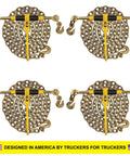 Heavy Duty Grade 70 Chain Load Binder Equipment Tie Down Kit With Four Snap Hook Ratchets And Grab Clamps for cargo securing.