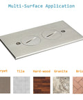 Screw Cap Floor Box Kit For Raised Floors 1 Gang 20A Tamper Resistant Duplex Receptacle Watertight Gasket Stainless Steel UL Listed