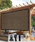 Mocha 6 Ft By 12 Ft Sun Shade Cloth For Pergola And Patio, 90 Percent UV Block, Privacy Screen With Grommets in garden setup