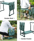Folding Garden Kneeler Seat With Thick Foam Kneeling Pad Portable Garden Bench Stool with tools pouch, steel construction.
