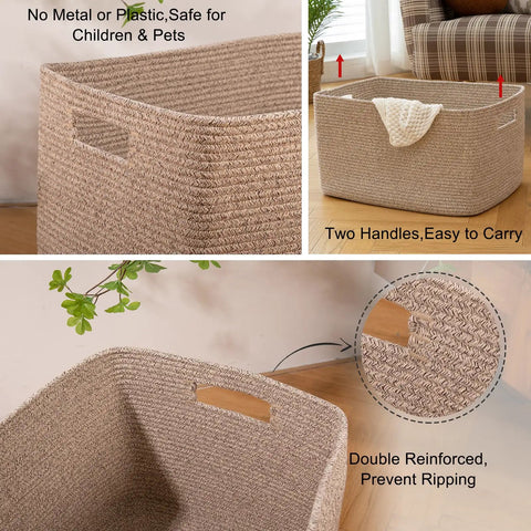 Spacious Brown Cotton Rope Basket Provides Solid Game Changing Storage For Family Areas Woven Tub Carries Heavy Comforters Fluffy Towels Playroom Toys Fast Daily Declutter And Lazy Sunday Vibes