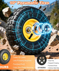 10-inch pneumatic tire of Rugged 500 Lb Capacity Heavy Duty Garden Cart With Steel Frame Adjustable Rotating Handle 10 In All Terrain Tires Removable Mesh Sides Utility Wagon For Yard And Backyard Hauling showing fewer air leaks and color zinc-plated bearings