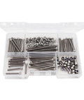 M2.5 Hex Socket Cap Screws Self Locking Nuts Assortment Kit With Wrench 304 Stainless Steel Silver in a transparent box