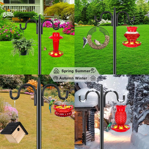 Two Pack 92 Inch Heavy Duty Shepherds Hook Garden Pole Set Three Quarter Inch Thick Outdoor Hanger For Bird Feeders