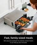Person using Digital Air Fry Pro Countertop Oven With Extended Height And XL Capacity For Big Meals, 8 In 1 Versatility