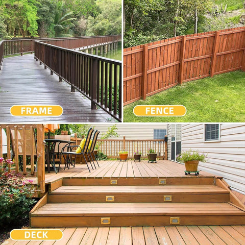 Deck Screws For Outdoor Wood And Fence, Tan, Rust Resistant Epoxy Coated With Over 1000 Hour Salt Spray, Includes T25 Torx Bit, Carbon Steel For Pressure Treated Lumber Or Composite Decking, Size Eight By One And A Quarter Inch, 0.44 Lbs, used in wood deck, frame, and fence