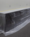 Pre Taped Masking Film With Three Quarters Inch Tape 9 Feet By 65 Feet Twelve Pack Pro Grade Lightweight High Density Protective Film in use
