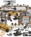 Ultimate Military Base Toys Set With Army Vehicles, Action Figures, Helicopter, Tank Turret, Combat Truck, and Gates Display