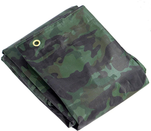 Folded Rugged Camo Tarp 20ft By 30ft Heavy Duty Outdoor Shelter with brass grommet and camouflage pattern