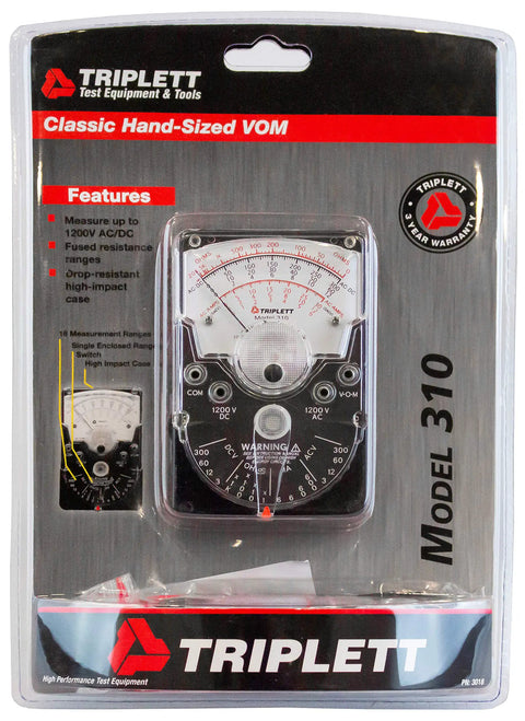 Compact Handheld Analog Multimeter For AC And DC Voltage Up To 1200V, DC Current Up To 0.6A, And Resistance Up To 20 Megohms in package