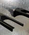 Close-up of black slotted peg accessories on galvanized 4-Foot Metal Pegboard Tool Organizer Kit with durable steel toolboard.